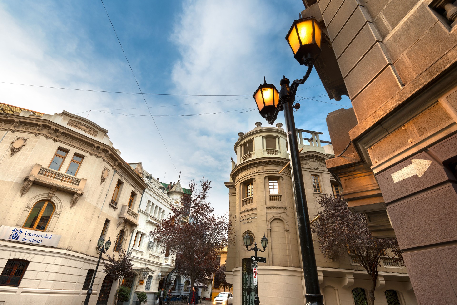 The traditional European style architecture of the Paris - Londres Neighborhood at downtown Santiago de Chile